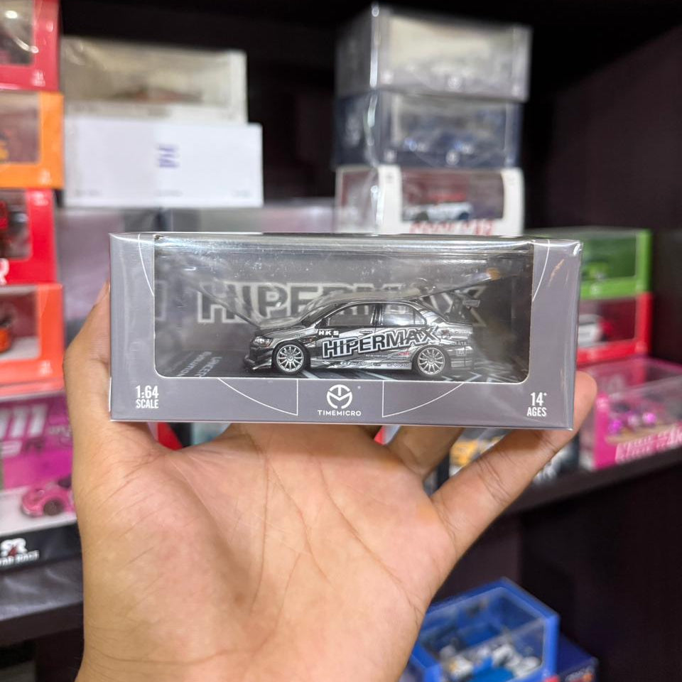 Star Race 1:64 Mitsubishi EVO 9 - HIPERMAX Plata Metalizado con Apertura