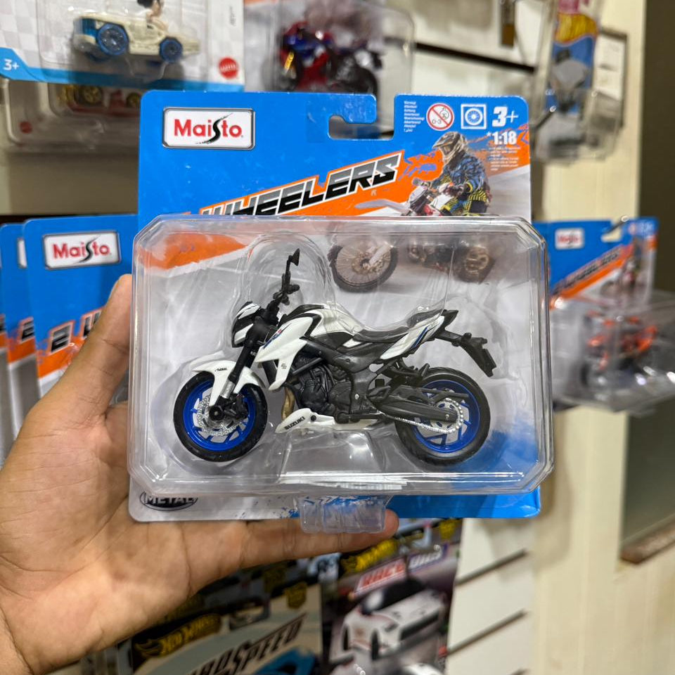 Moto Maisto 1:18 Susuki Color Blanco, Azul y Negro