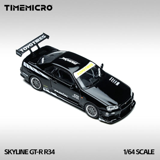 Timemicro 1:64 Skyline GT-R R34 Negro