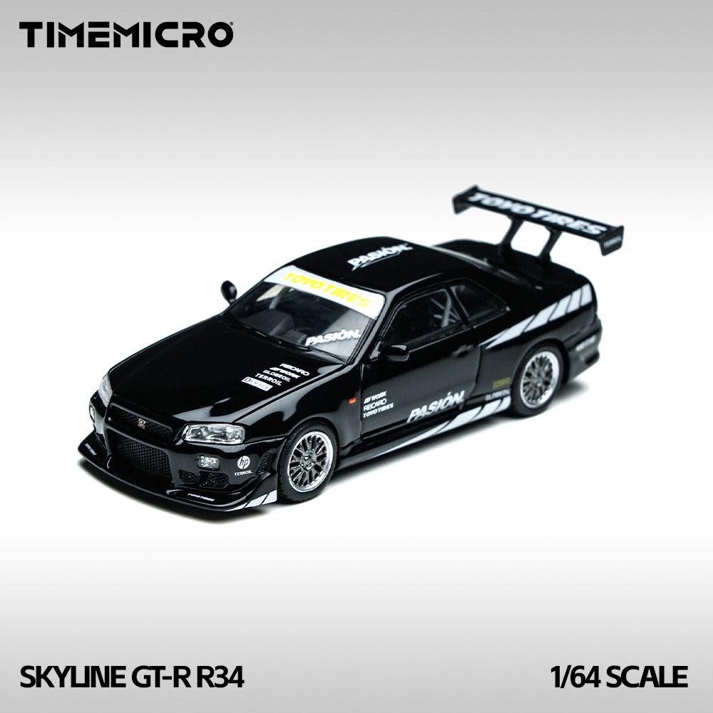Timemicro 1:64 Skyline GT-R R34 Negro