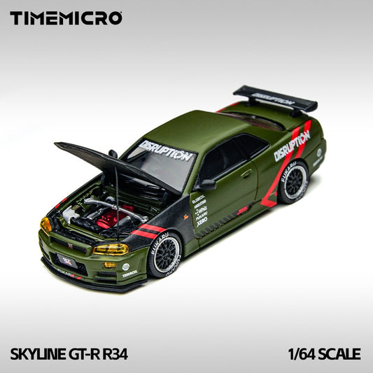 Timemicro 1:64 Skyline GT-R R34 verde
