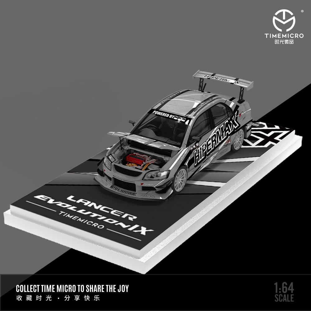 Star Race 1:64 Mitsubishi EVO 9 - HIPERMAX Plata Metalizado con Apertura
