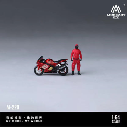 Moreart 1:64 Suzuki Masked Soldier Pull Flower  Motorcycle Doll Set