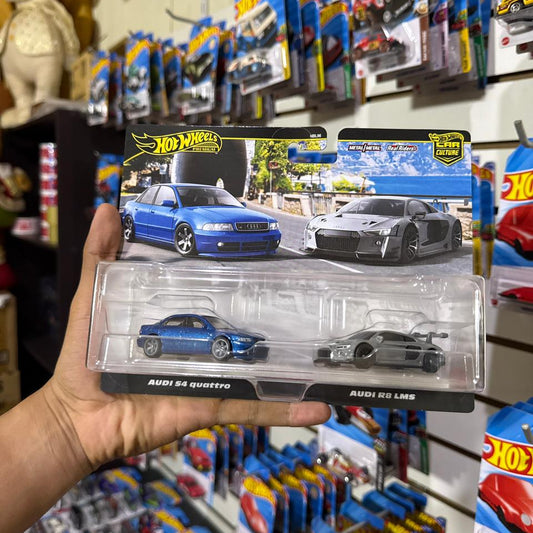 Hot Wheels Premium Duo Audi R8 Lms y Audi S4 con llantas de goma
