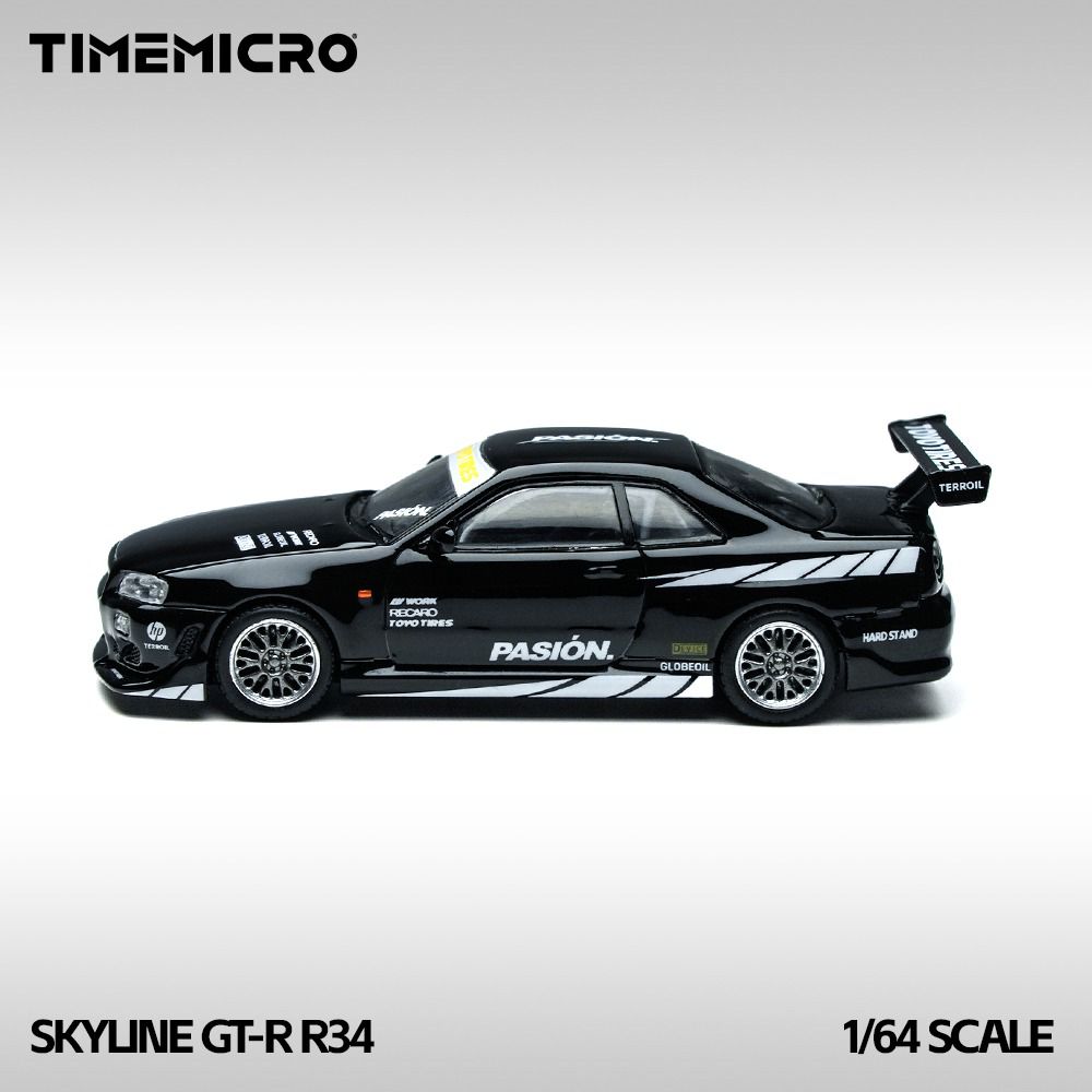 Timemicro 1:64 Skyline GT-R R34 Negro