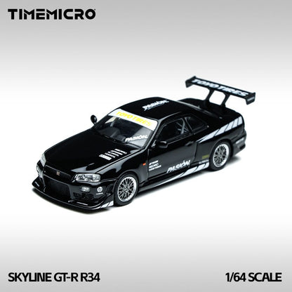 Timemicro 1:64 Skyline GT-R R34 Negro
