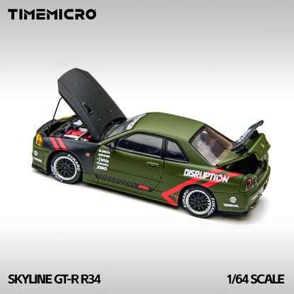 Timemicro 1:64 Skyline GT-R R34 verde