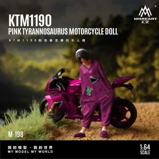 Moreart 1:64 Ktm1190 Pink Tyrannosaurus Motorcycle Doll