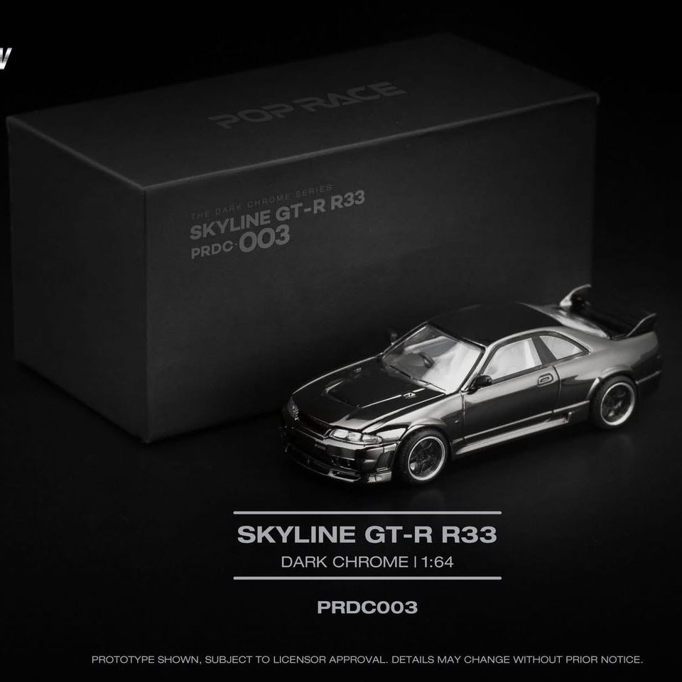 Pop Race Skyline GT-R R33 Dark Chrome 1:64