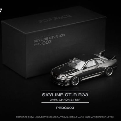 Pop Race Skyline GT-R R33 Dark Chrome 1:64