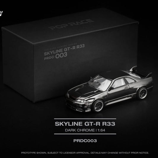 Pop Race Skyline GT-R R33 Dark Chrome 1:64